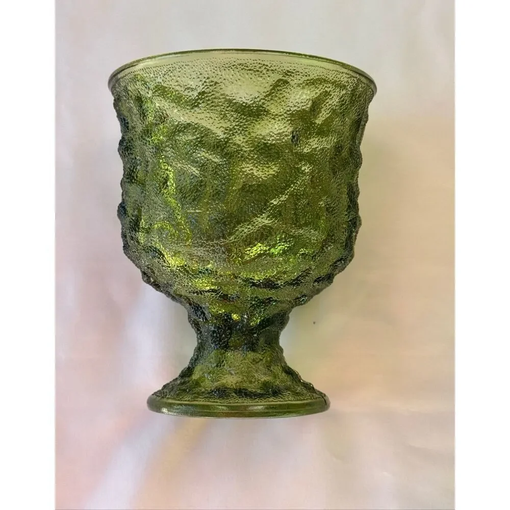 Vintage EO Brody Co Green Crinkle Glass Pedestal Vase/Cleveland Ohio